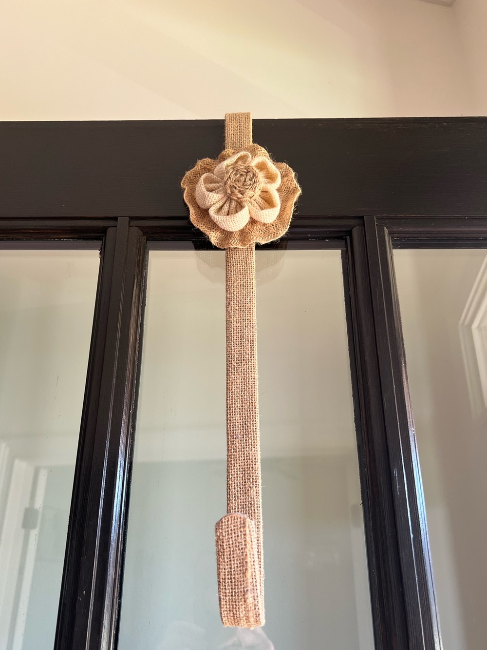 Burlap Hanging Floral Over Door Wreath Hook/Hanger,Natural Beige 18”